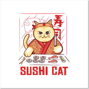 Sushi Cat Chef Posters and Art